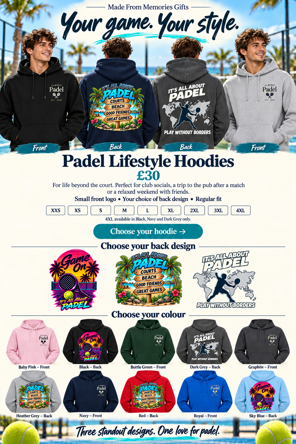 Padel Lifestyle Hoodies (Its all about Padel range)